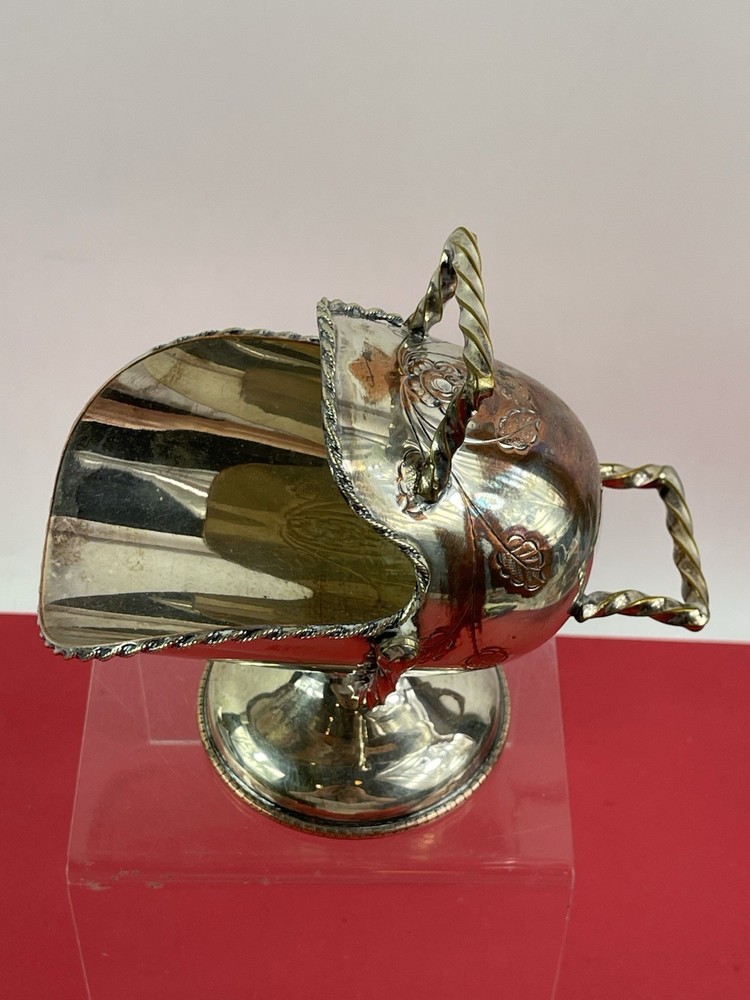 Vintage Silver-Plated Sugar Scuttle Bowl 6" Tall