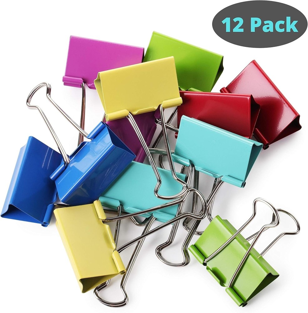 Mr. Pen Extra Large Binder Clips, 2 Inch, 12 Pack, Large, A. Assorted