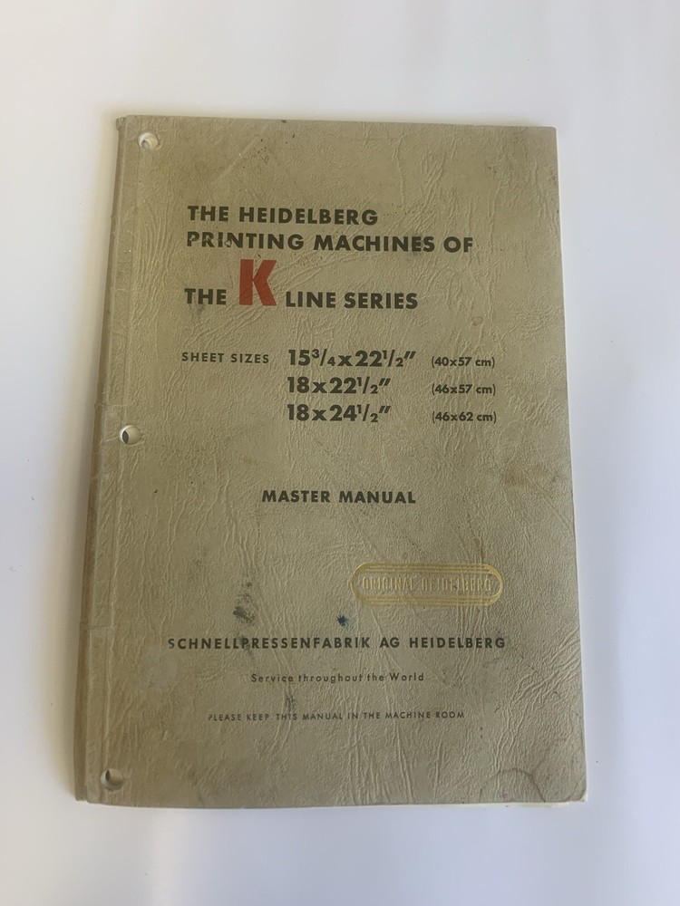 Original Heidelberg K Line Master Manual