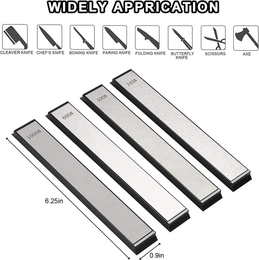 4PCS Diamond Sharpening Stone Set 240 400 600 1000 Grit Knife Chisel Sharpener