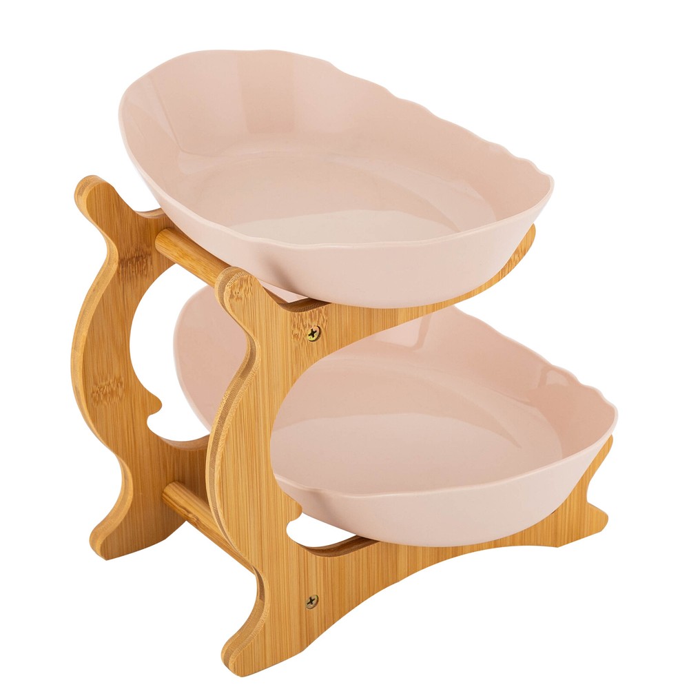 2-TierTabletop Fruit Basket Holder PP Decorative Bowl Storage Stand
