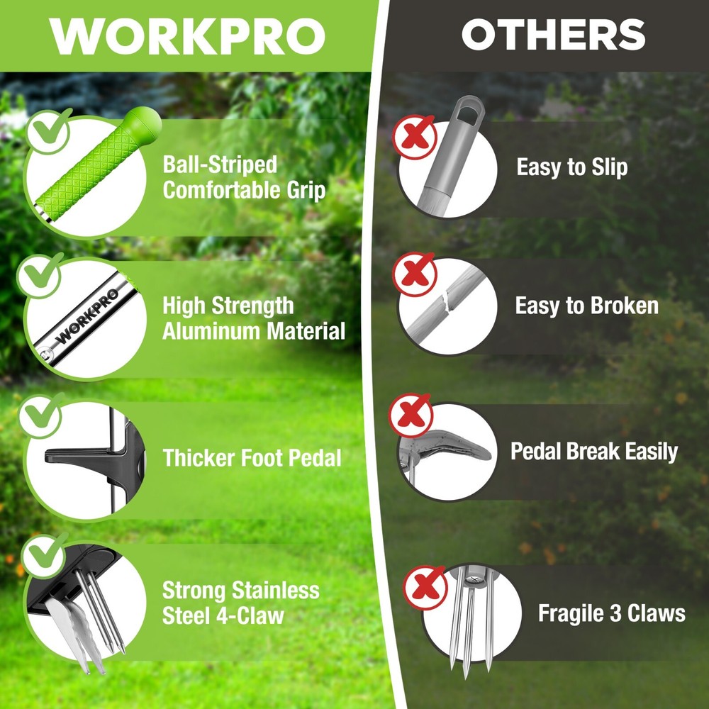 Stand Up Weed Puller Tool with Ergonomic 39" Long Handle Heavy Duty