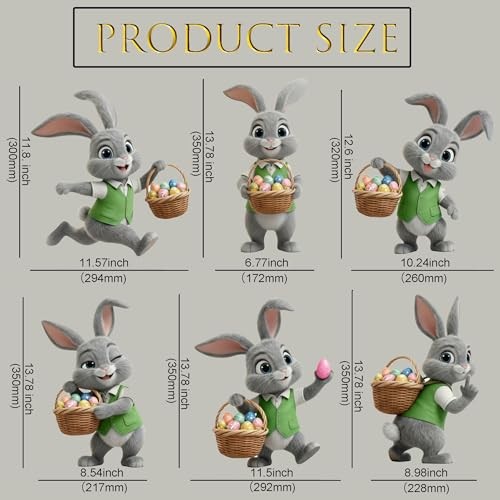 6 PCS Easter Bunny Yard Signs Decorations, Easter Decorations Outdoor with