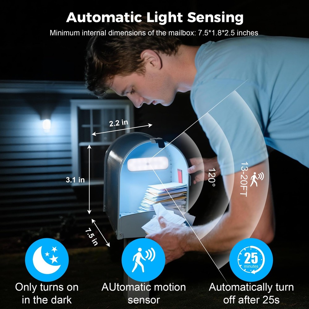Rechargeable Mailbox Light, Wireless Motion Sensor Mailbox Lights, Magnetic L...