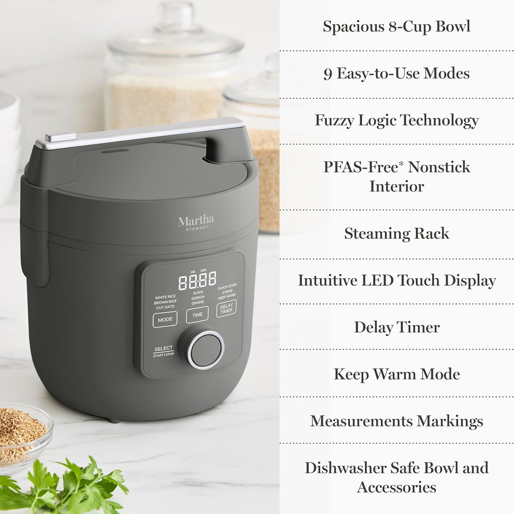 Rice Cooker, 4 Cup (Uncooked) / 8 Cup (Cooked), Ceramic Non-Stick Removable Pot,