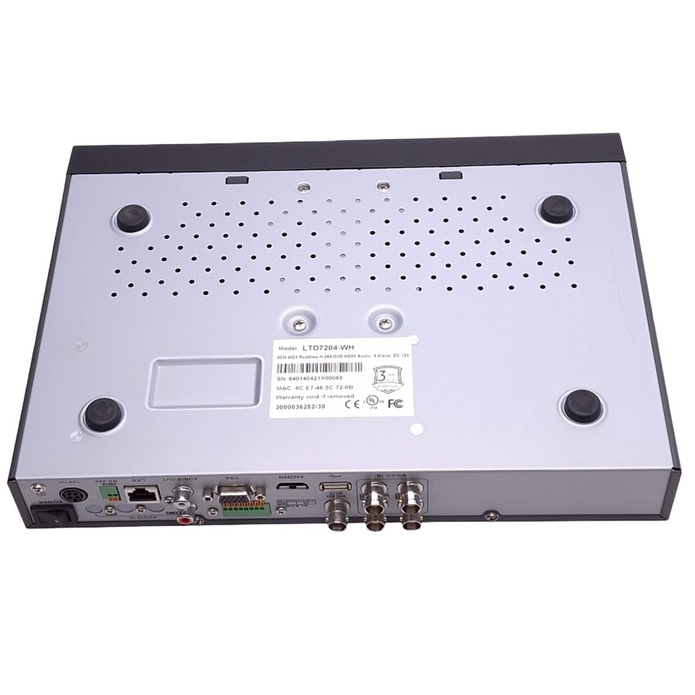 LT Security LTD7204-WH Camera DVR, 4-Channel, HDMI VGA, 1080p Max, 12VDC