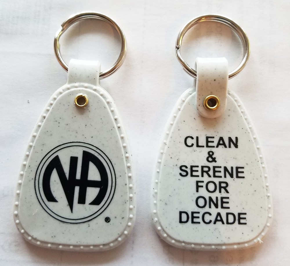 NARCOTICS ANONYMOUS - NA -1 DECADE - GRANITE KEY TAG - 10+ yr clean