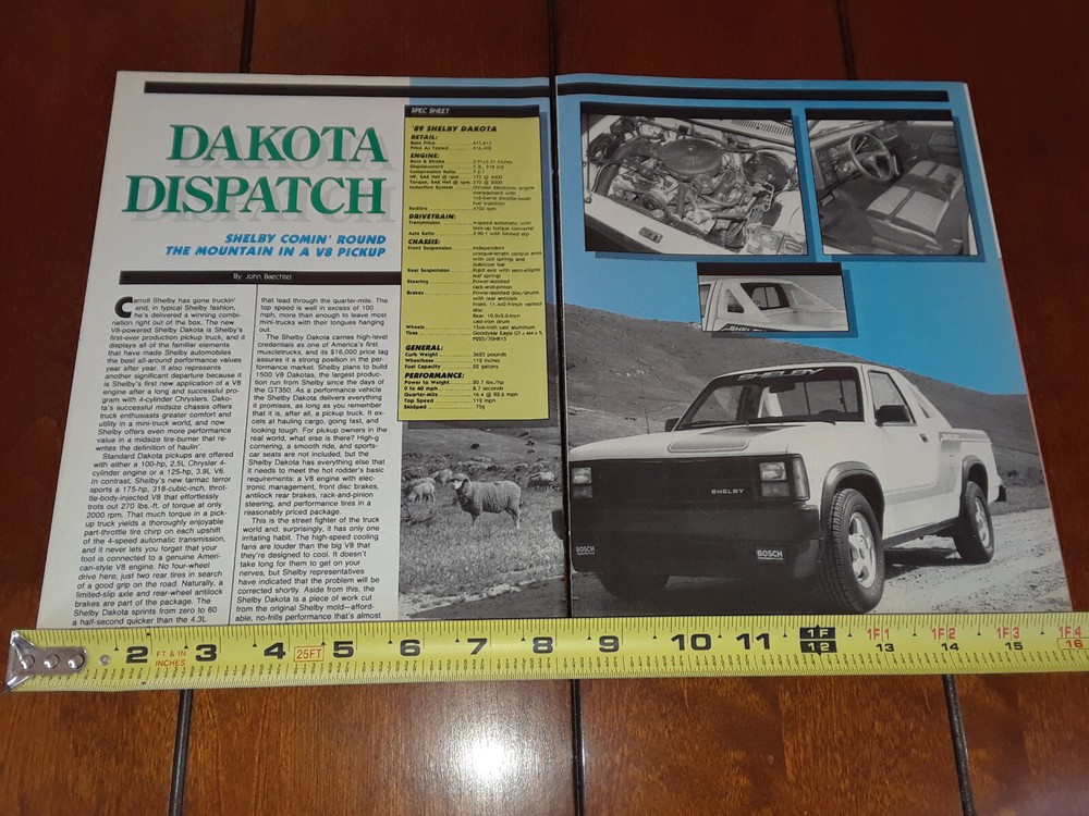 1989 SHELBY DODGE DAKOTA ORIGINAL ARTICLE