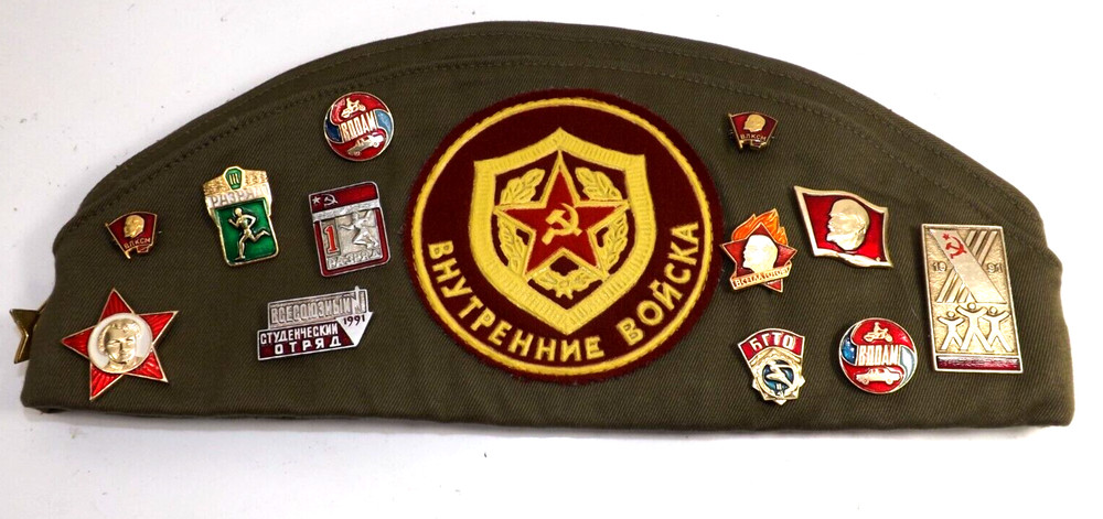 Russian Armed Internal Troops Garrison hat & pins - Lenningrad 1981