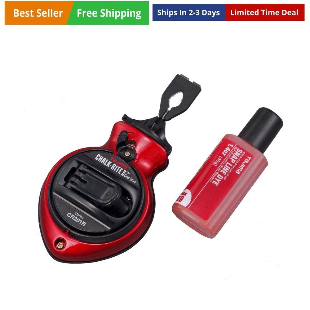 Chalk Line - Chalk-Rite II Chalk Box with Extra Bold 1mm Snap Line & Five Gea...