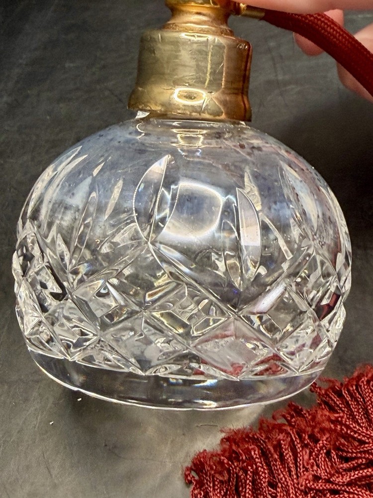 3 Piece Waterford Crystal Vanity Tray Set with Perfume Atomizer & Ring Holder
