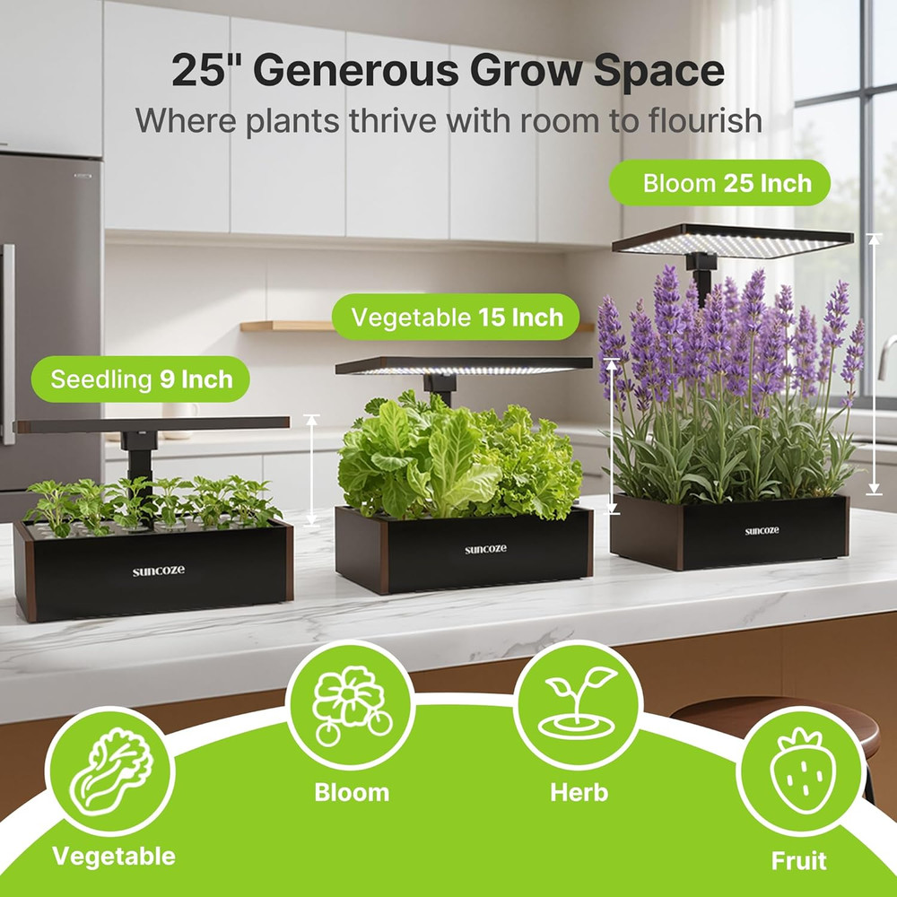 Indoor Hydroponics System Kit with 20 Pods, 30W LED Light & LCD Display