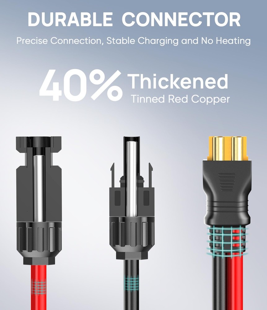 10AWG-10ft Advanced Solar to XT60 Charging Cable,Redesign Solar Panel Connect...