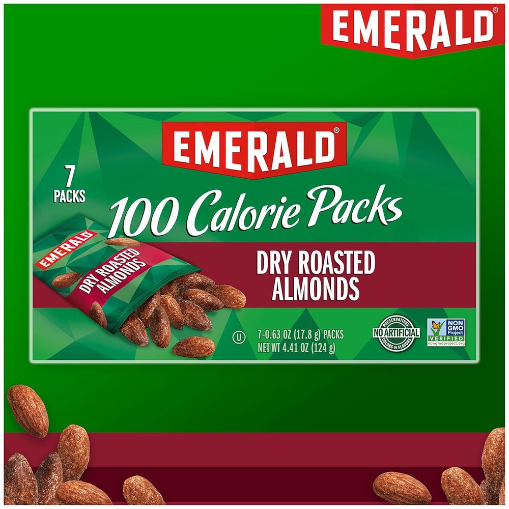 Emerald Dry Roasted Almonds Nuts, Non-GMO, No Artificial Flavors 5oz (6 Pack)