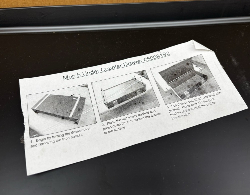 Merchandise Under Counter Drawer And Mounting Metal Bracket Guide Black Lined