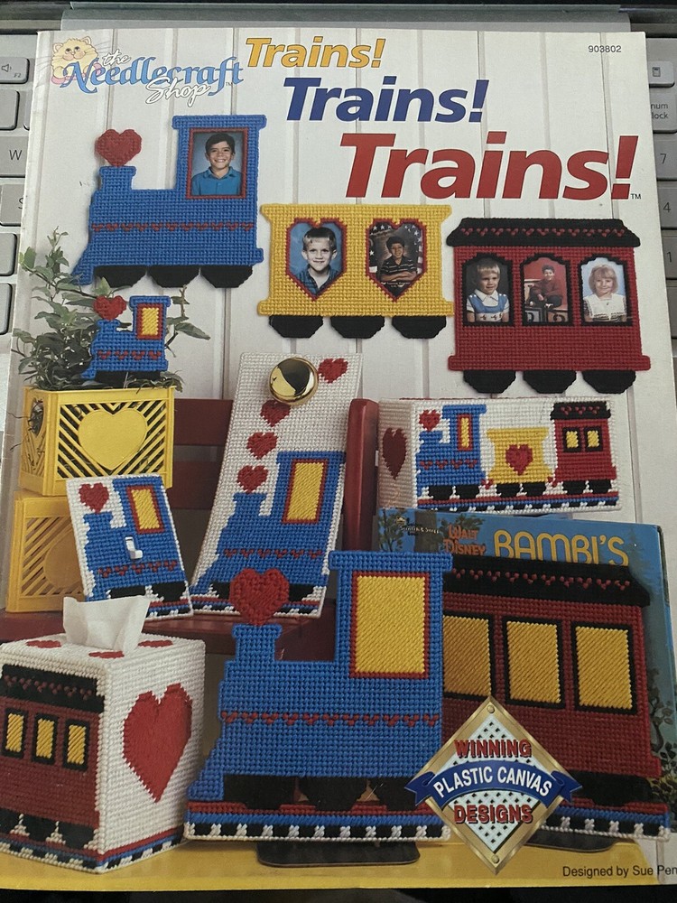 Plastic Canvas Trains Train Pattern Leaflet Tissue Box Light Switch Cover Penrod