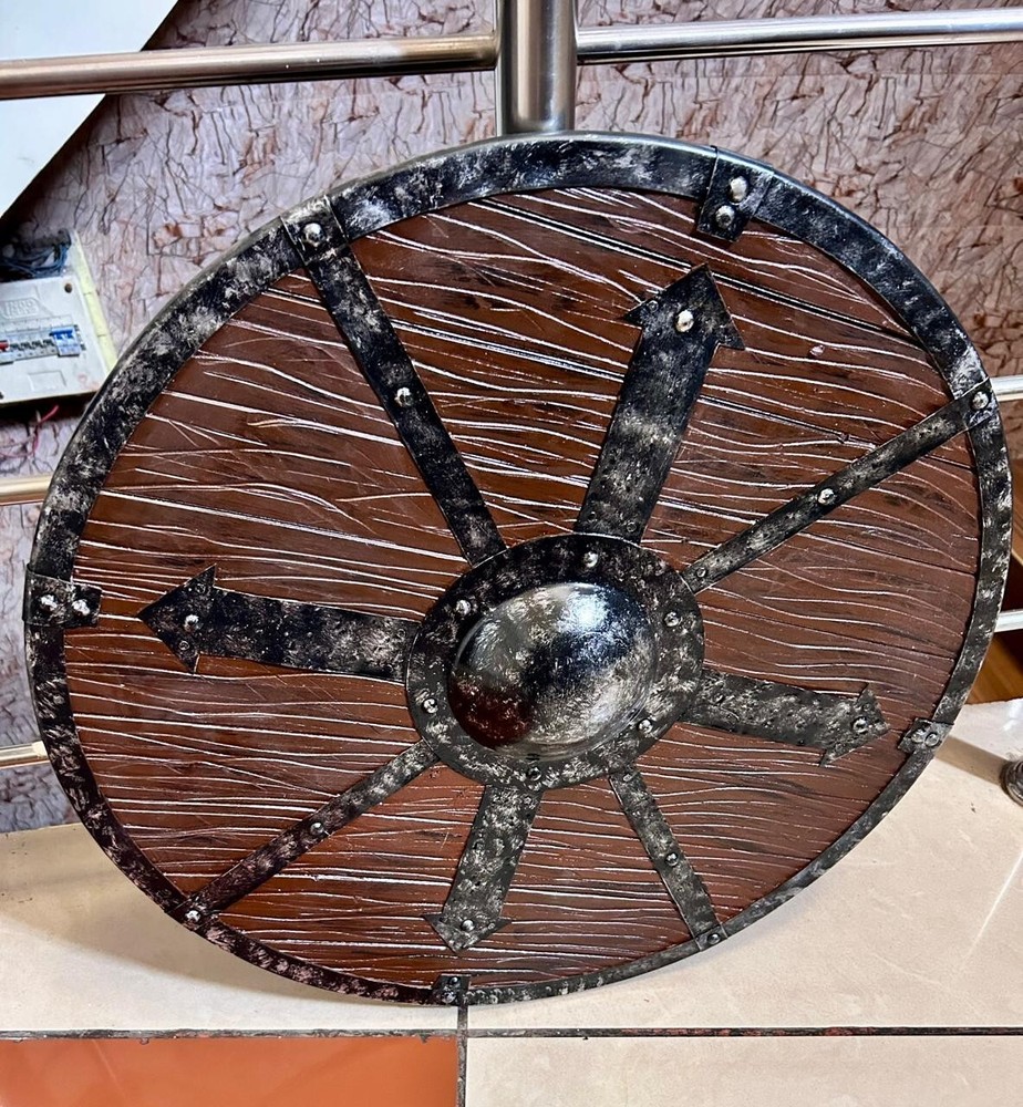 Medieval Viking Shield 24" – Authentic Round Design in Brown-Black pattern