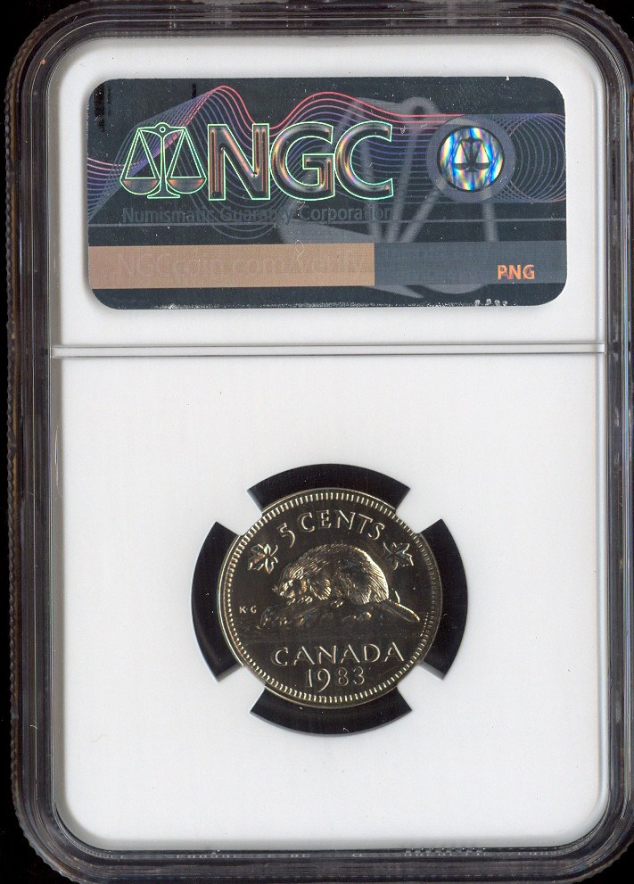 1983 Canada 5 Cents 5C NGC MS67 MAC - Quality