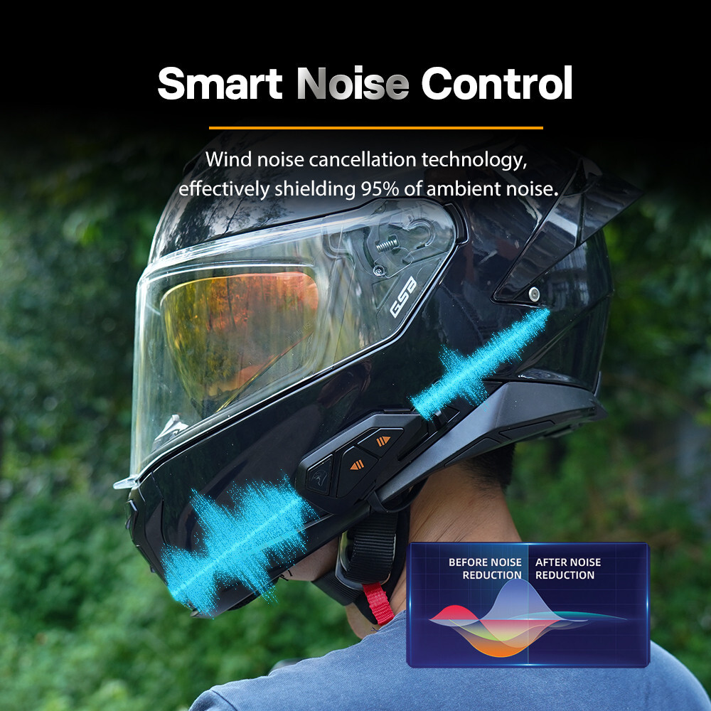 Motorcycle Intercom Bluetooth Headset Helmets Music Share 6 Way FM 1200M