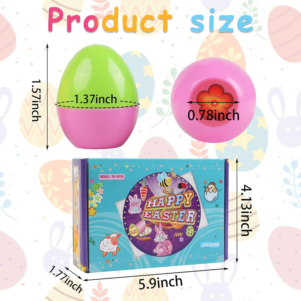 12 PCS Easter Egg Stampers, Easter Egg with Self Inking Stamps for Kids Easter P