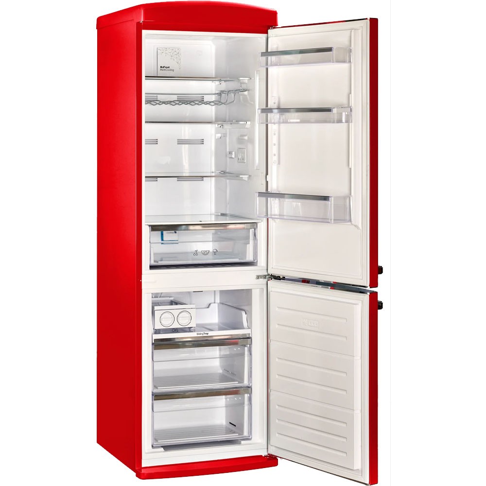 UNIQUE Classic Retro 12 cu. ft. Bottom Freezer Refrigerator - Candy Apple Red