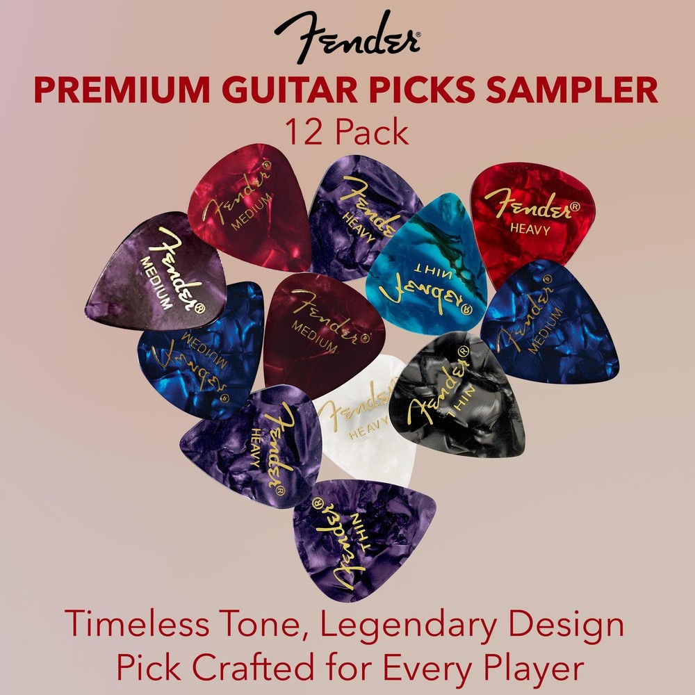Fender Premium Picks Sampler - 12 Pack (Thin, Medium, Heavy Gauges)