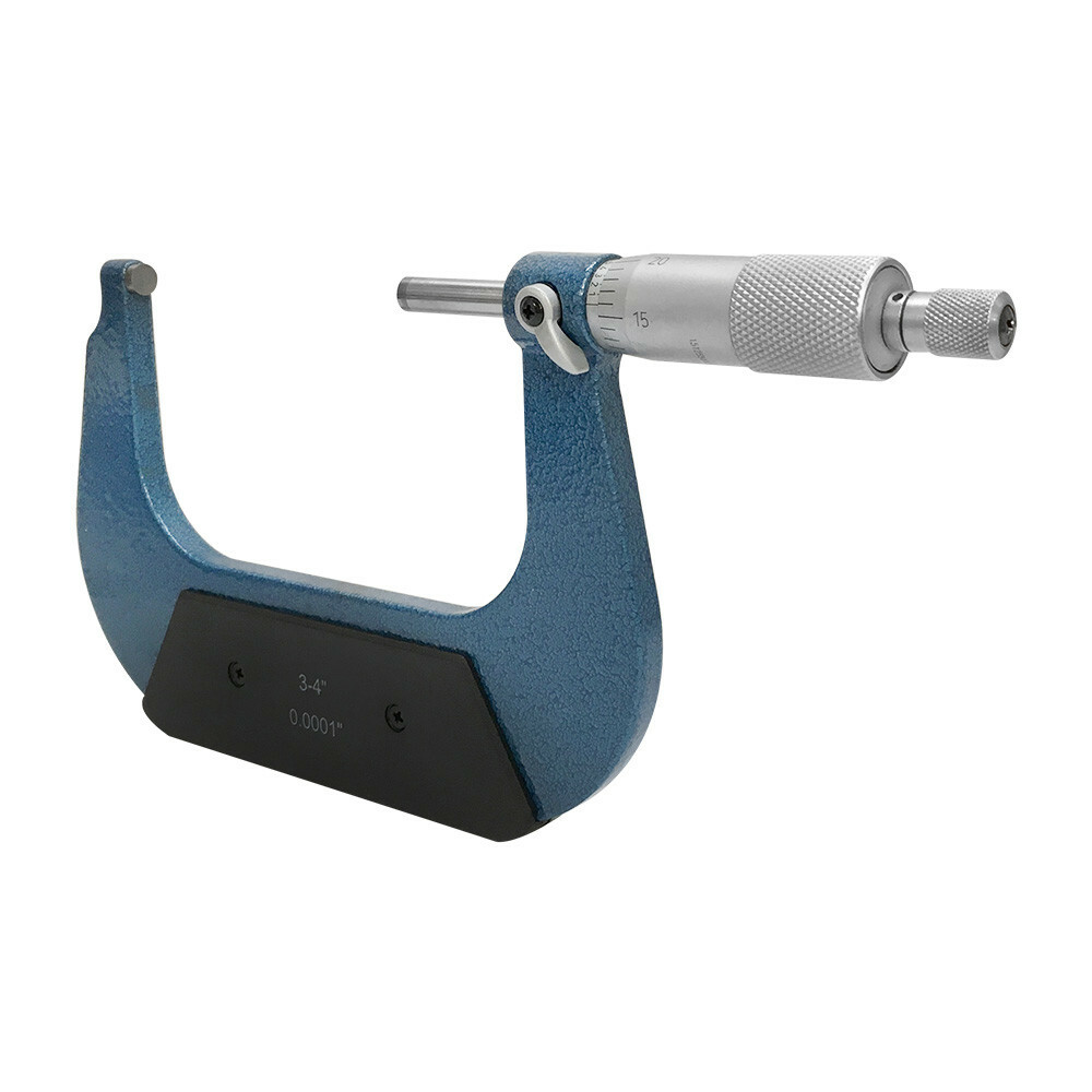 3-4'' Solid Metal Frame Outside Micrometer 0.0001" Graduation With Plastic Case