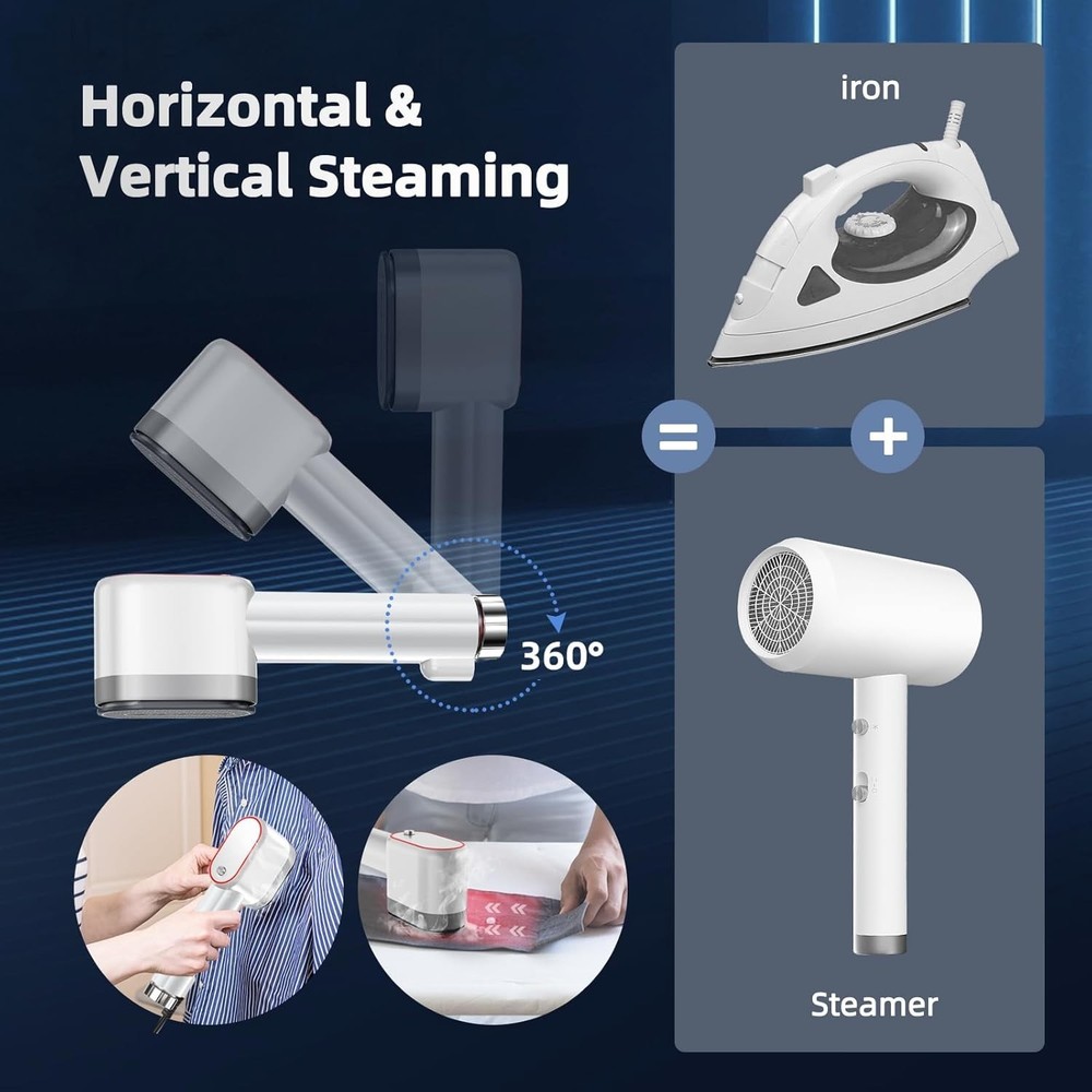 Versatile Mini Fabric Steamer: Vertical & Horizontal Steam, Leak-Free Design