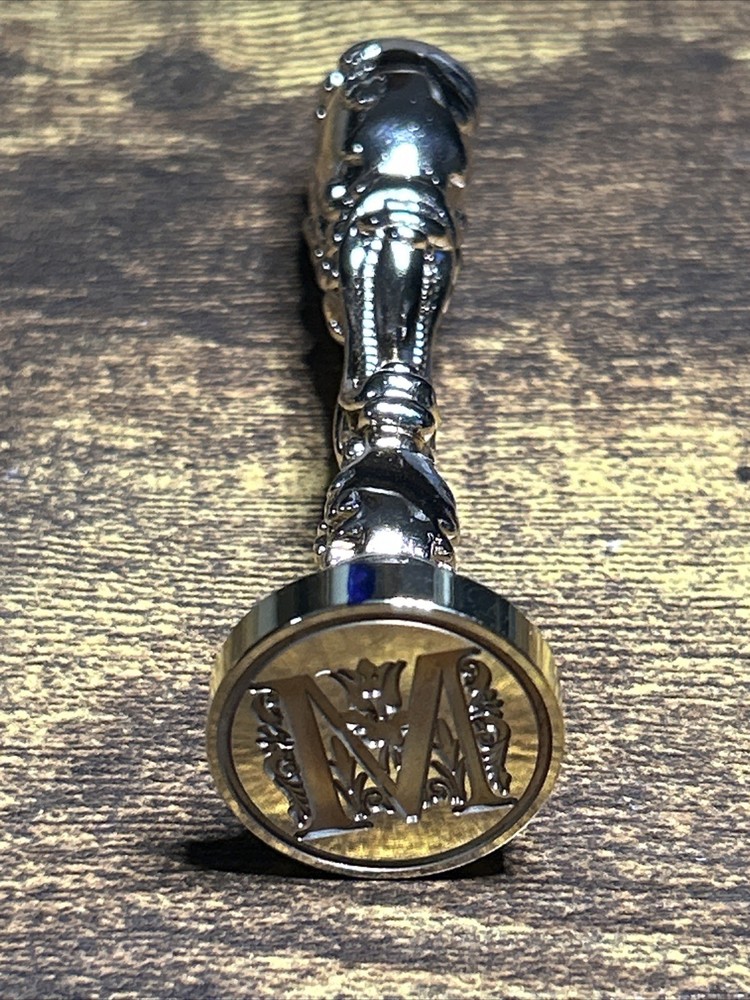 Ornate Wax Seal Stamp – Gold Tone Decorative Handle – Script Design