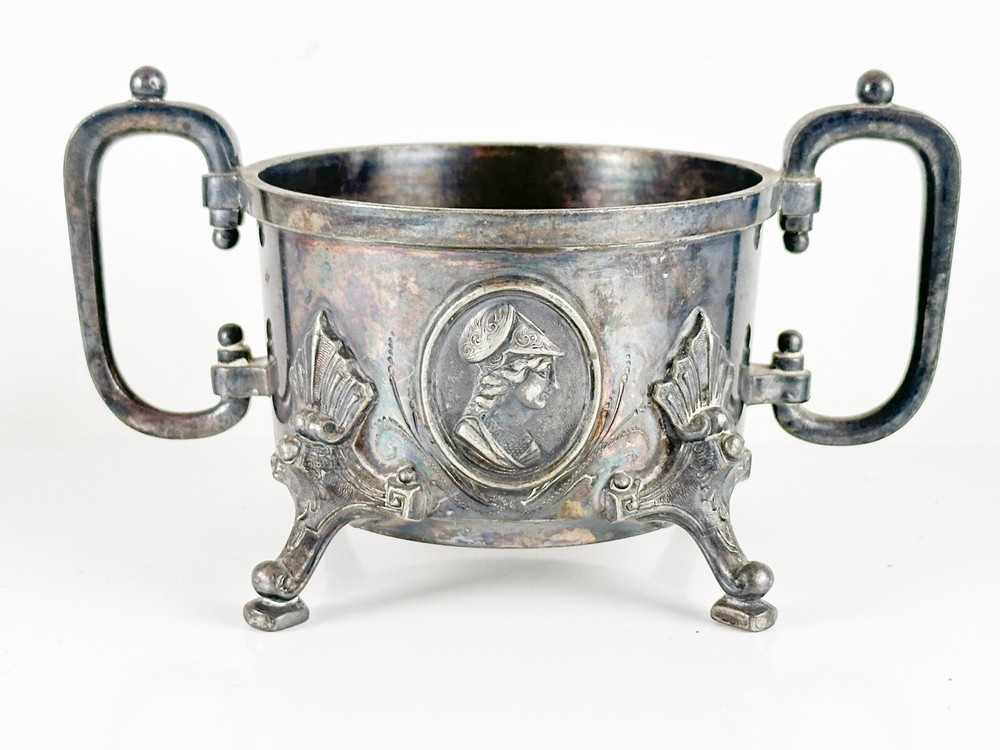 Antique Reed Barton Roman Figure Caudle Cup *Error* Silverplate Sugar