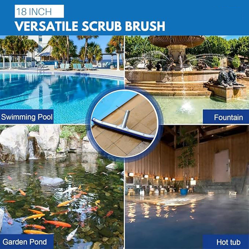 18" Multi-Surface Pool Brush - Cleans Corners, Steps, Walls - Durable & Strong
