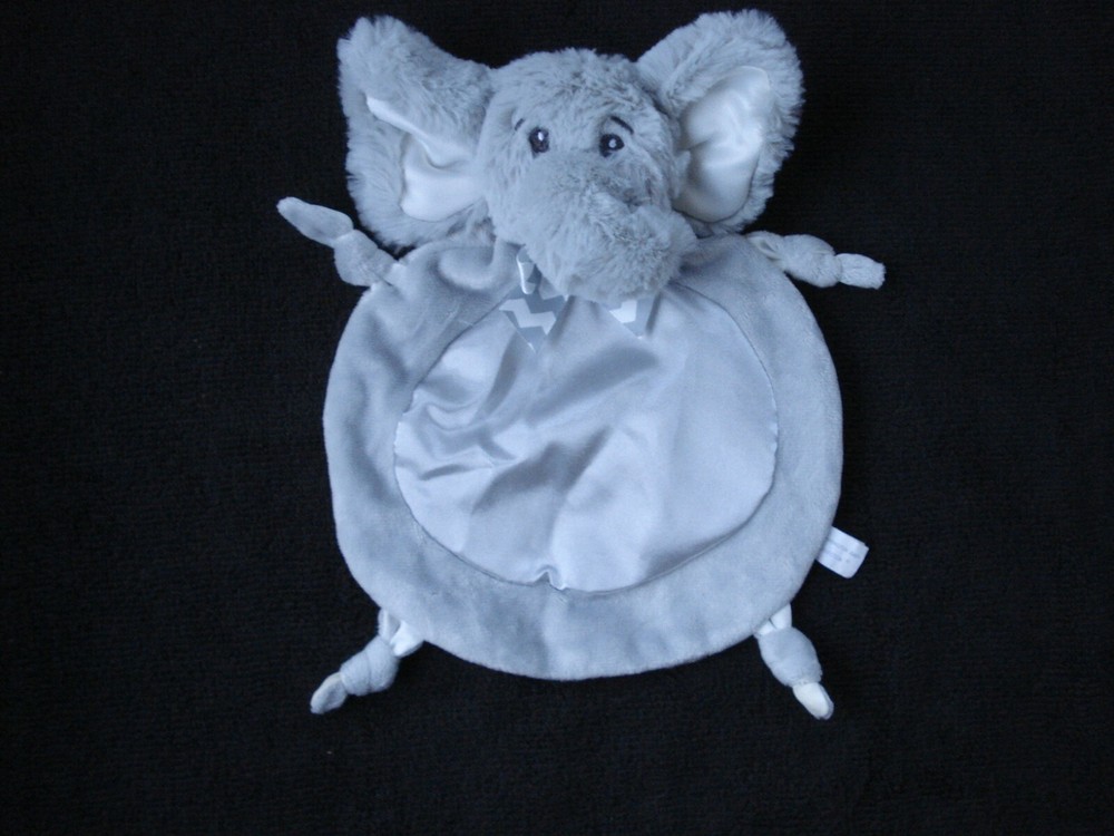 Bearington Baby Collection Small Grey Plush Soft Elephant Security Blanket