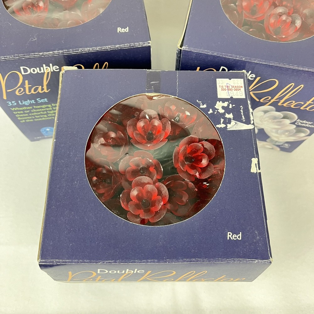 3 Bethlehem Lighting Double Petal Reflector 35 String Light Sets Red Floral