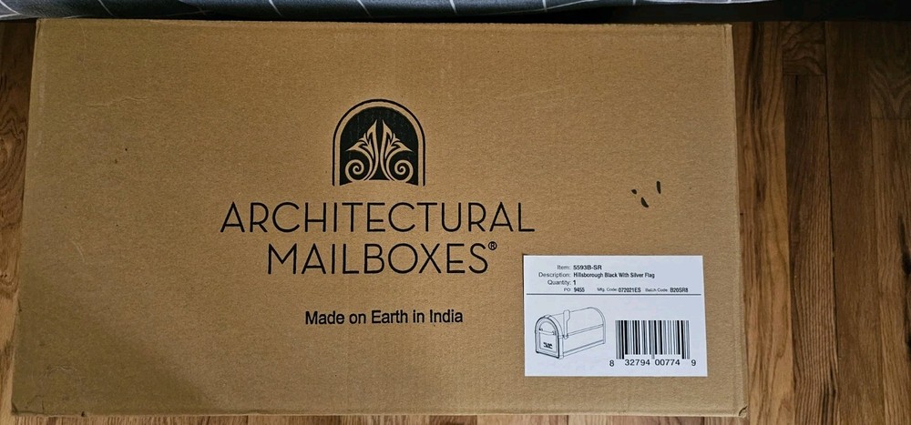 Architectural Mail Box Hillsborough Black With Silver Flag