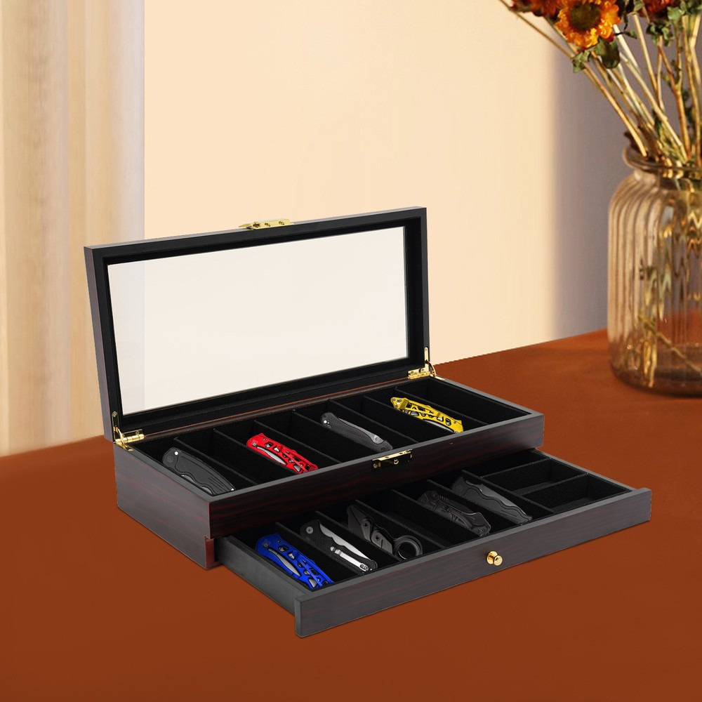 2Tier Knife Display Case Organizer,Knife Display Case,Knife Storage Box Lockable