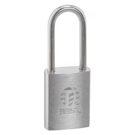 Best 41B772l Keyed Padlock, Coreless, Long Shackle, Rectangular Brass Body,
