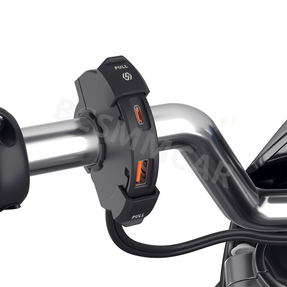 Fast Charging Motorcycle Phone Charger USB Type C Power Adapter Handlebar Mount