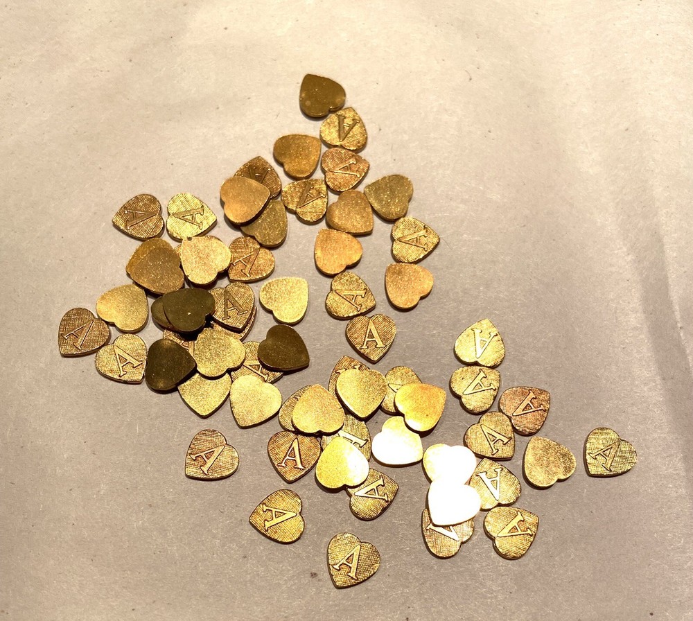 60 pcs. Raw Brass Stamping - SMALL HEART "A" shape