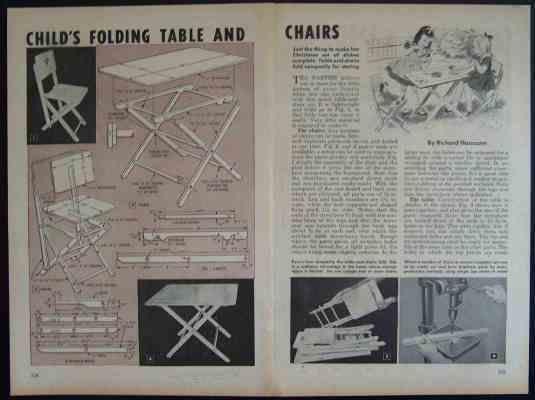 Child size Folding Table & Chairs How-To build PLANS