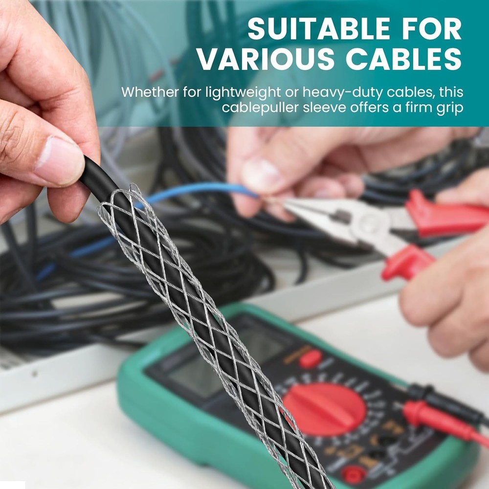 4 PCS 1/2 Inch Wire Pulling Grip Mesh Cable Pulls Metal Cable Pulling Grip Sock