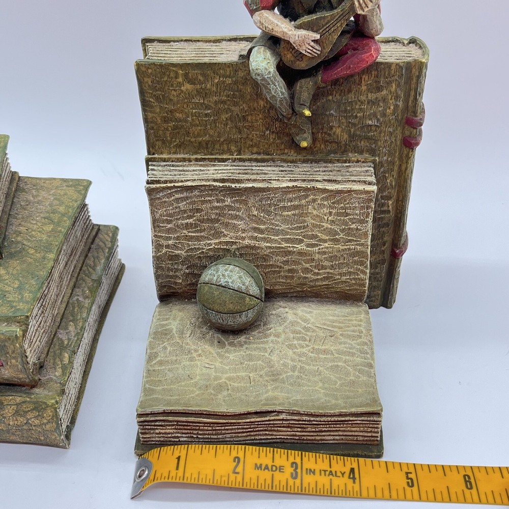 Solid Renaissance Bard Medieval Playful Jester Statues Bookends Castle Joker