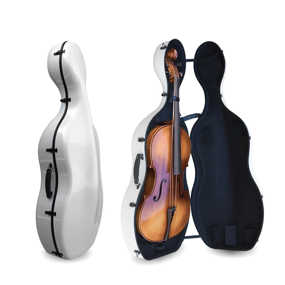 New Cello Case 4/4 Carbon Fiber with handle,Backstraps Portable White Durable