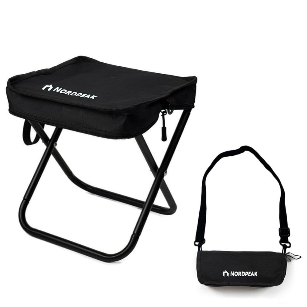 Portable Foldable Stool with Shoulder Strap, 350lbs Capacity for Camping