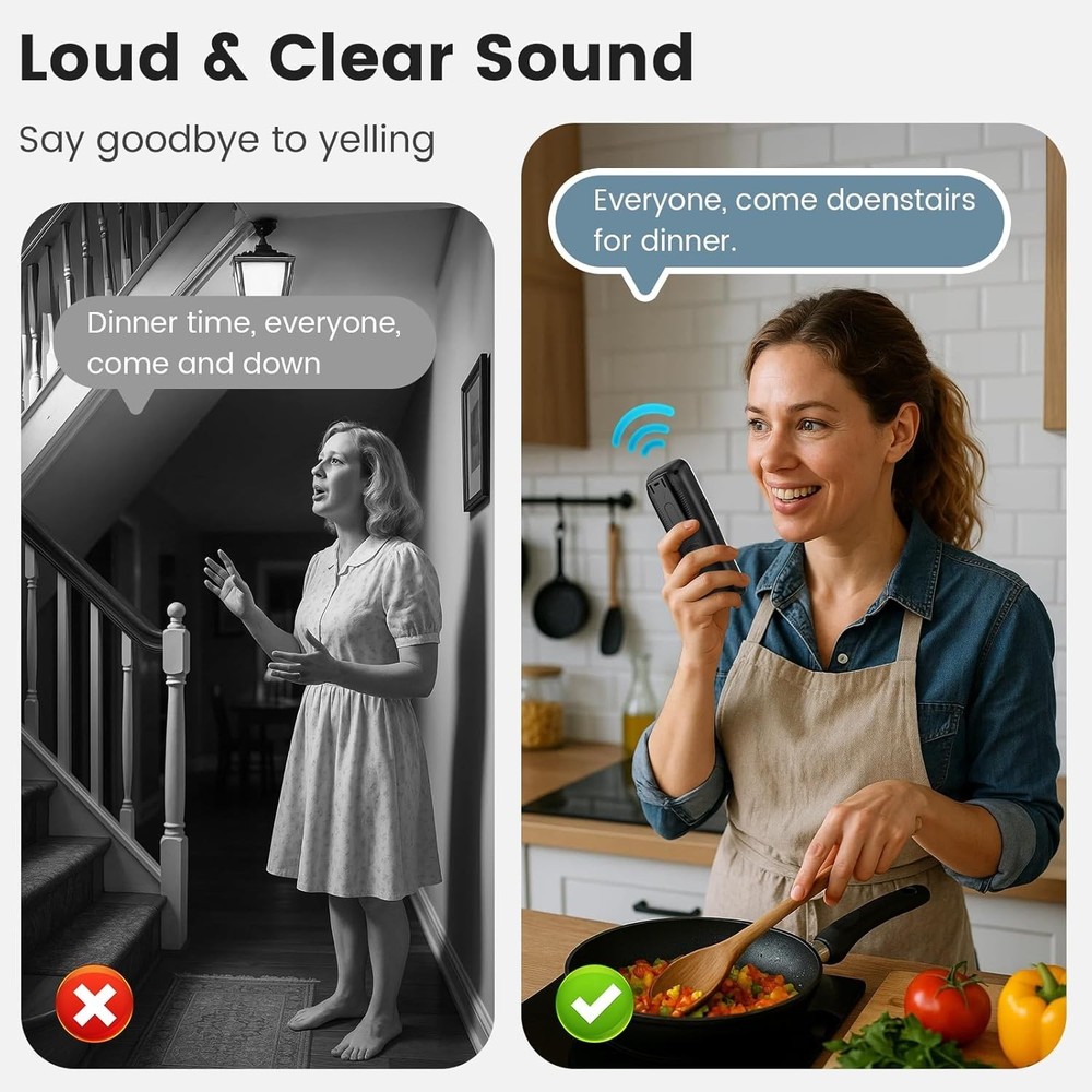 Wireless Intercom System Long Range House Office Handheld 4 Pack