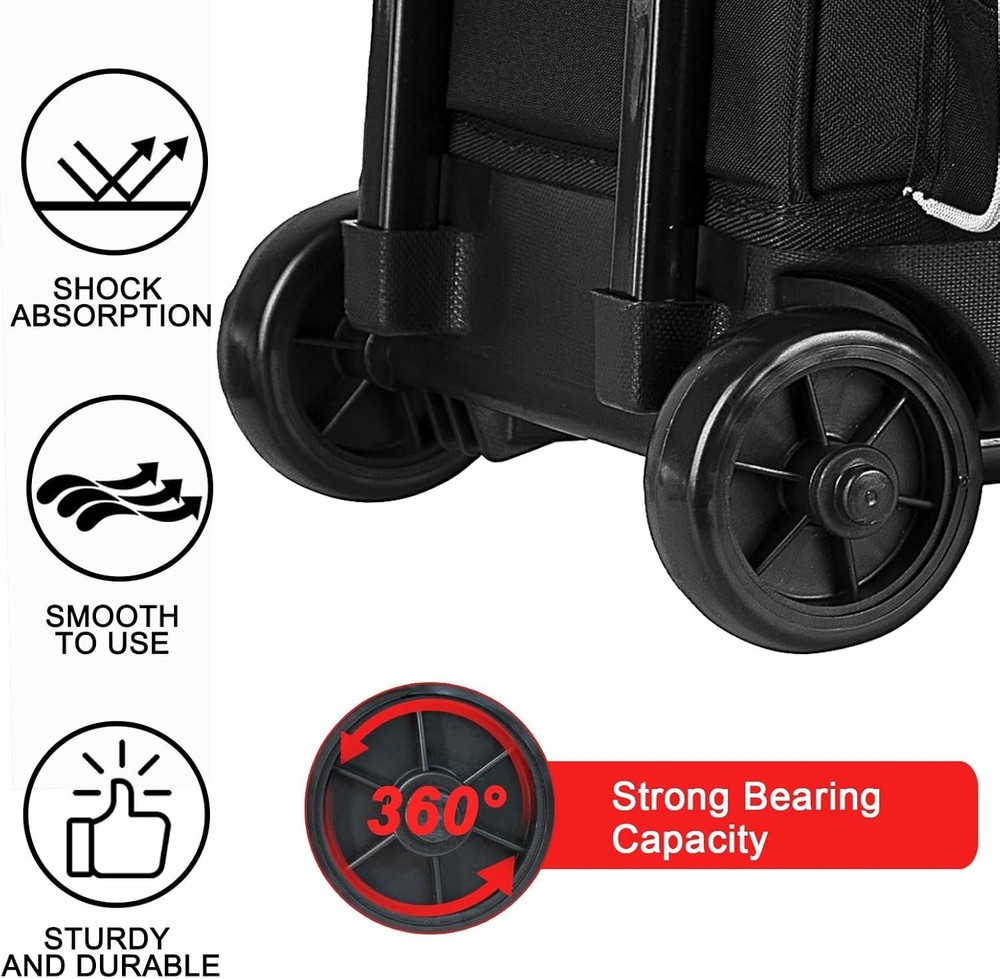 Spacious 3 Ball Bowling Bag with Retractable Handle