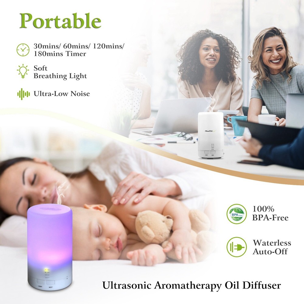 Mini Cool Mist Humidifier Ultrasonic Aroma Essential Oil Diffuser 7 colors Light
