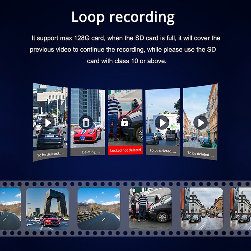 Car 2-Lens Dash Cam Front/Inside Video Recorder Camera 170° Wide Angle G-Sensor