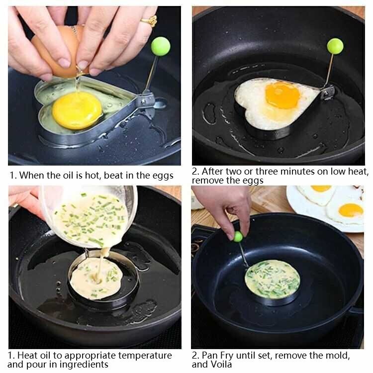 5Pcs Fried Egg Non Stick Stainless Steel Pancake Ring Mold Cooking Kitchen Tools