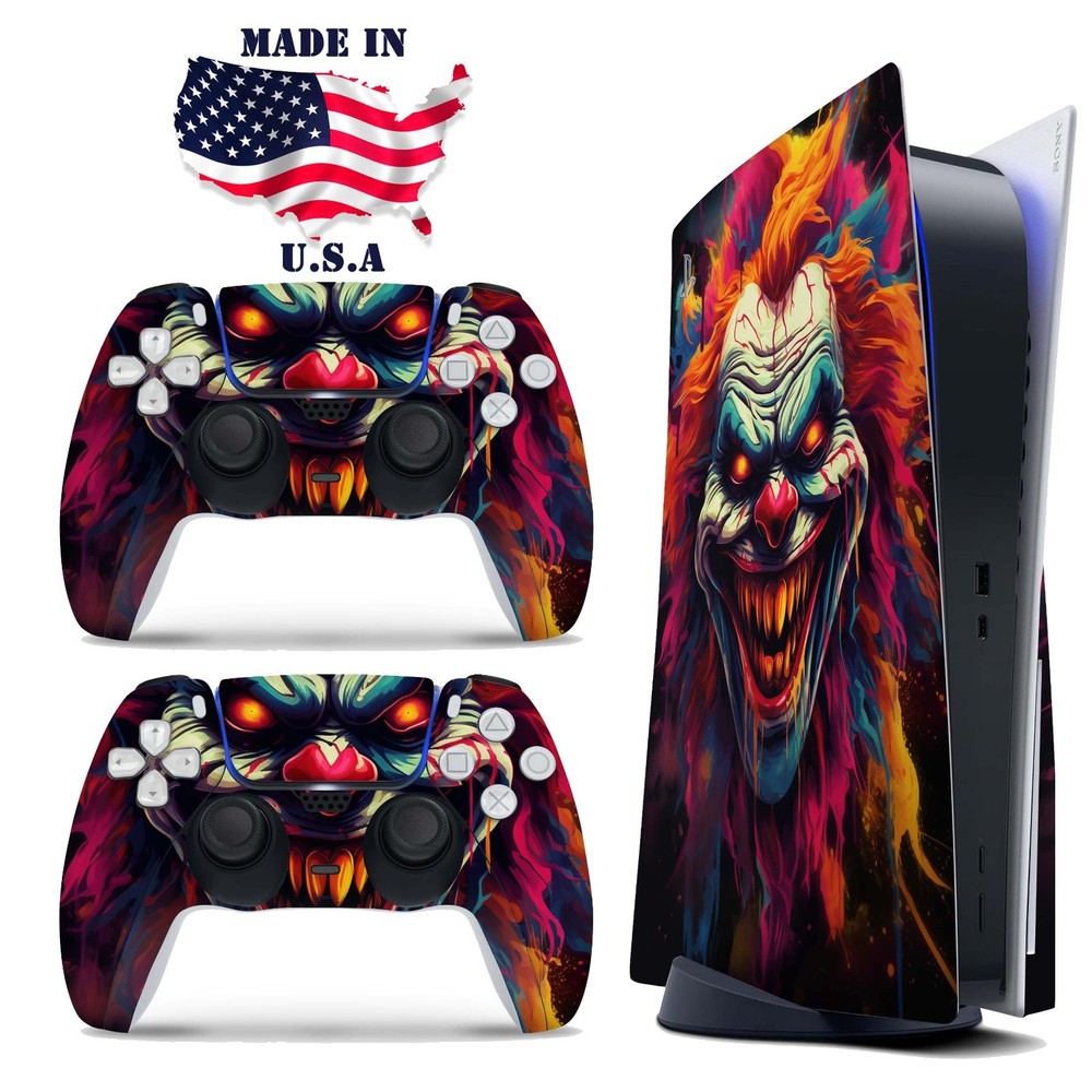 Evil Clown PS5 Console & Controller Vinyl Skin Wrap Decal Set