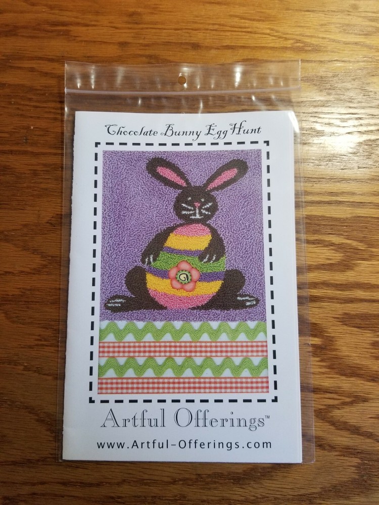 Artful Offerings ~ Chocolate Bunny Egg Hunt punch needle - Easter